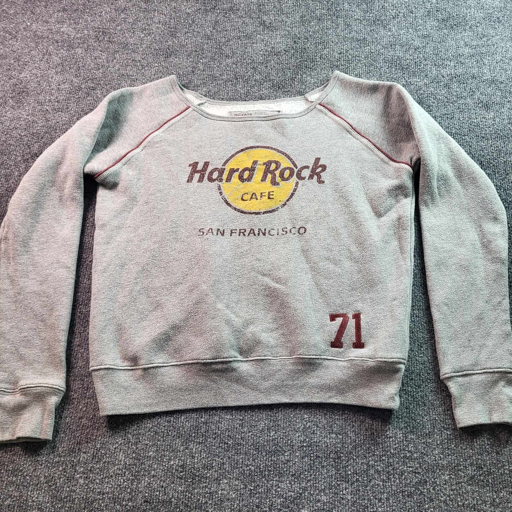 Hard‎ Rock Cafe San Francisco Sweatshirt Crewneck Raglan Sleeve Gray Size Medium